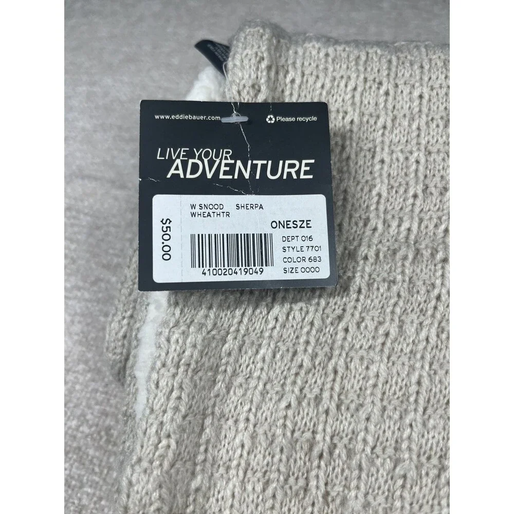 EDDIE BAUER Womens Scarf Sherpa Heather Cream White One Size Snood Infinity Neck